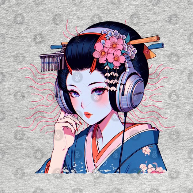 Geisha with Headphones by susanne.haewss@googlemail.com